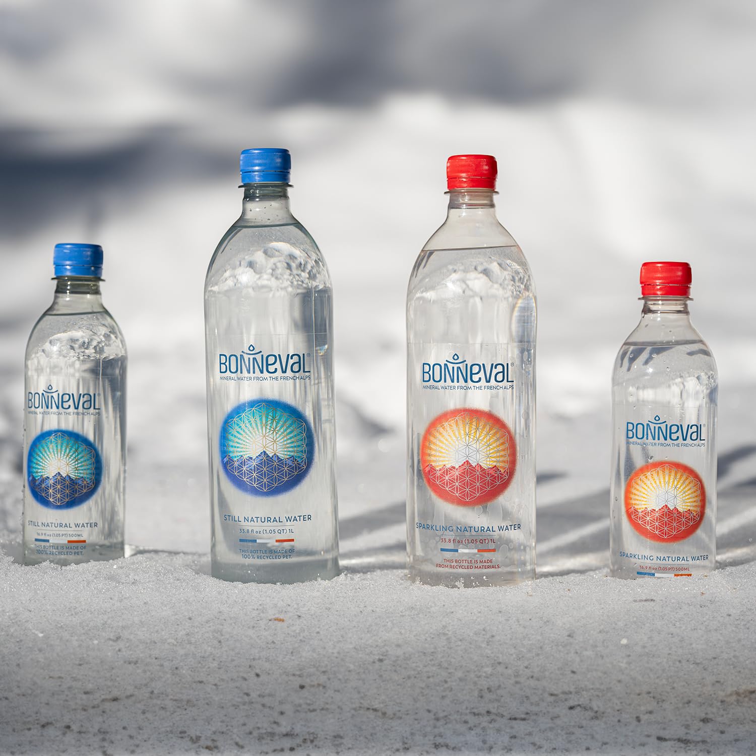 BONNEVAL Natural Sparkling Water. Mineral water from the French Alps. Recycled water bottles 6 pack, 33.8 FL OZ