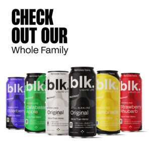 blk. Natural Alkaline Sparkling Mineral Electrolyte Infused with Fulvic and Amino Acids, Zero Sugar, Zero Calories Drink, Strawberry Rhubarb Flavored, 16 oz, 12 pack