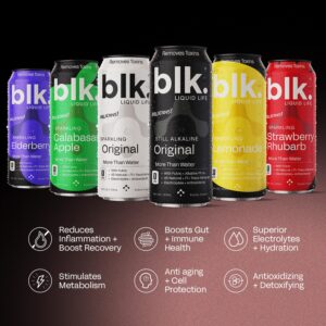 blk. Natural Alkaline Sparkling Mineral Electrolyte Infused with Fulvic and Amino Acids, Zero Sugar, Zero Calories Drink, Strawberry Rhubarb Flavored, 16 oz, 12 pack