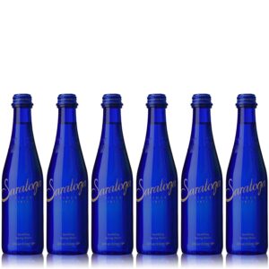 saratoga sparkling spring water, 12oz cobalt blue glass bottle (pack of 6, total of 72 fl oz)