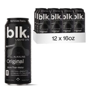 blk. ph 8+ natural alkaline mineral still water electrolyte infused with fulvic and amino acids, zero sugar drink, original, 16.9 ounce, pack of 12