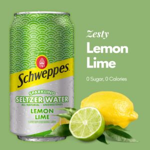 Schweppes Lemon Lime Sparkling Seltzer Water - 24, 12oz cans - Refreshing and Crisp Lemon Lime Flavor - Perfect Alone or Mixed - 24 Pack