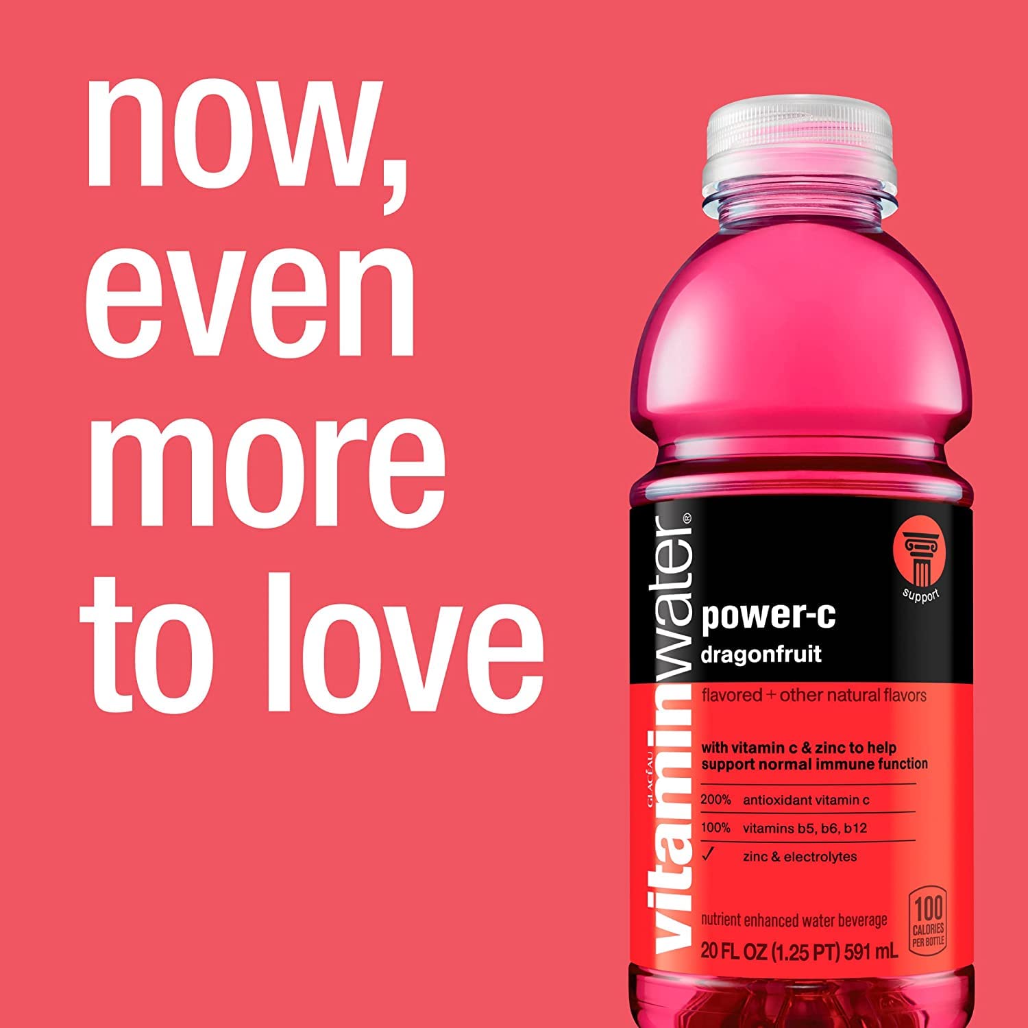 Vitamin Water Energy, Nutrient Enhanced Water Beverage, Electrolyte Enhanced Bottled Water - 20 Fl Oz (Pack of 12) (Power-C Dragonfruit)