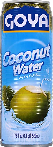 Goya Foods Coconut Water With Pulp, Real Coconut Pieces, 17.6 Fl Oz, Pack of 24, (33939)