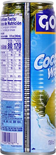 Goya Foods Coconut Water With Pulp, Real Coconut Pieces, 17.6 Fl Oz, Pack of 24, (33939)