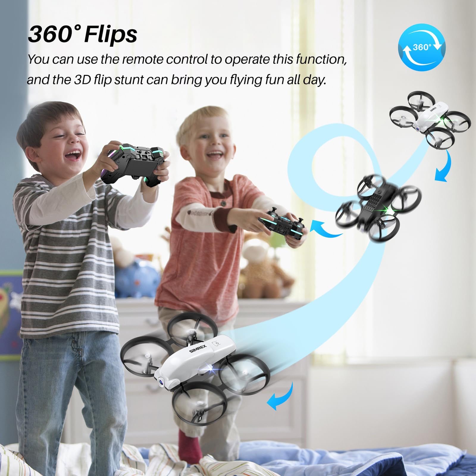 SIMREX X700 Drone with 720 HD Camera, WiFi FPV Live Video, 6-Axis RC Quadcopter, Altitude Hold & Headless Mode, Optical Flow Positioning, One Key Take Off/Land App Control with 360°Flip for Beginners