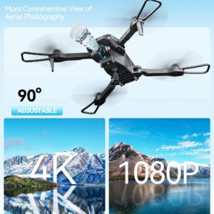 Drone with Camera for Adults 4K - ROVPRO Dual Camera S60 RC Quadcopter with APP Control - Obstacle Avoidance, Waypoint Fly, Altitude Hold, Roll Mode, Headless Mode, 2 Batteries (Black)