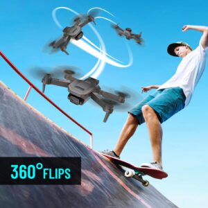 GOFOIT Mini Drone with Camera for Adults Kids, 1080P HD Foldable FPV RC Quadcopter with Upgrade Gesture Control, 90° Adjustable Lens, Headless Mode, 2 Batteries, Carrying Case, Altitude Hold, 3D Flip