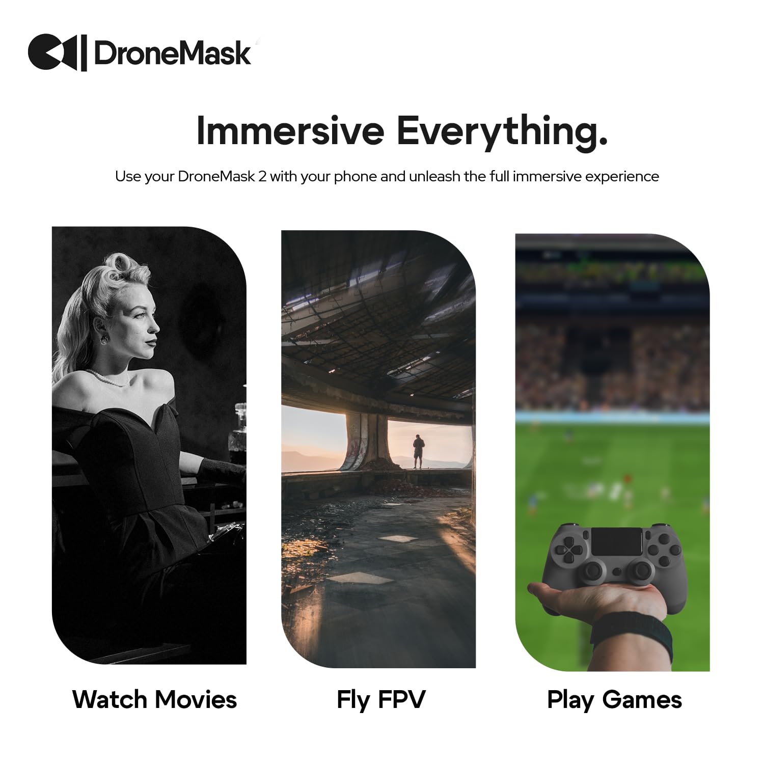 DroneMask2 | FPV Goggles for All Camera Drones | Unibody Lens | HD FPV Goggles | Compatible Versatile Skyview FPV Drone Goggles | Clear Immersive View | All GPS Camera Drone