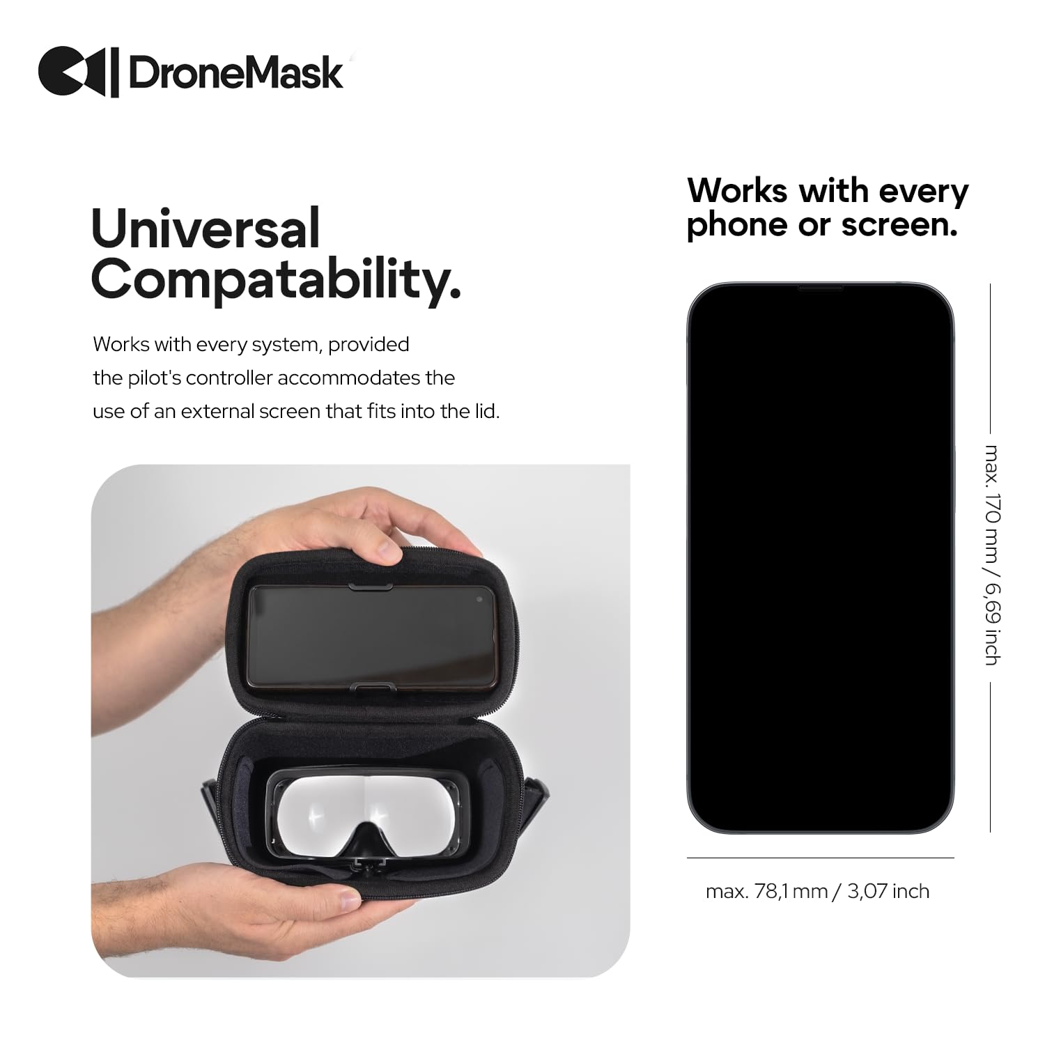 DroneMask2 | FPV Goggles for All Camera Drones | Unibody Lens | HD FPV Goggles | Compatible Versatile Skyview FPV Drone Goggles | Clear Immersive View | All GPS Camera Drone