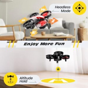 Holy Stone Mini Drone for Kids and Beginners RC Nano Quadcopter Indoor Small Helicopter Plane with Auto Hovering, 3D Flips, Headless Mode and 3 Batteries, Great Gift Toy for Boys and Girls, Red