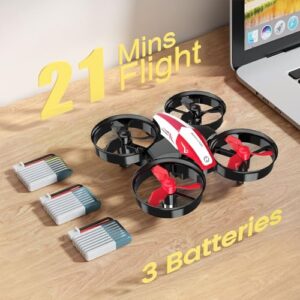 Holy Stone Mini Drone for Kids and Beginners RC Nano Quadcopter Indoor Small Helicopter Plane with Auto Hovering, 3D Flips, Headless Mode and 3 Batteries, Great Gift Toy for Boys and Girls, Red