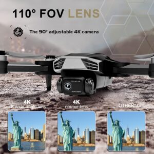 Drones with Camera for adults 4K - Toys Gifts for Kids, Adults, Beginner - RC Quadcopter WiFi FPV Live Video, Foldable, Carrying Case, Adjustable Lens, One Key Take Off/Land, Brushless Motor