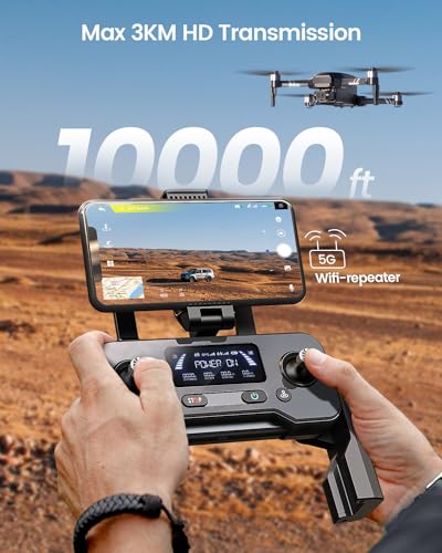 Holy Stone HS600 2-Axis Gimbal Drones with 4K EIS Camera for Adults, Integrated Remote ID, 2 Batteries 56-Min Flight Time, 10000 FT Range Transmission, GPS Drone with Brushless Motors, 4K/30FPS