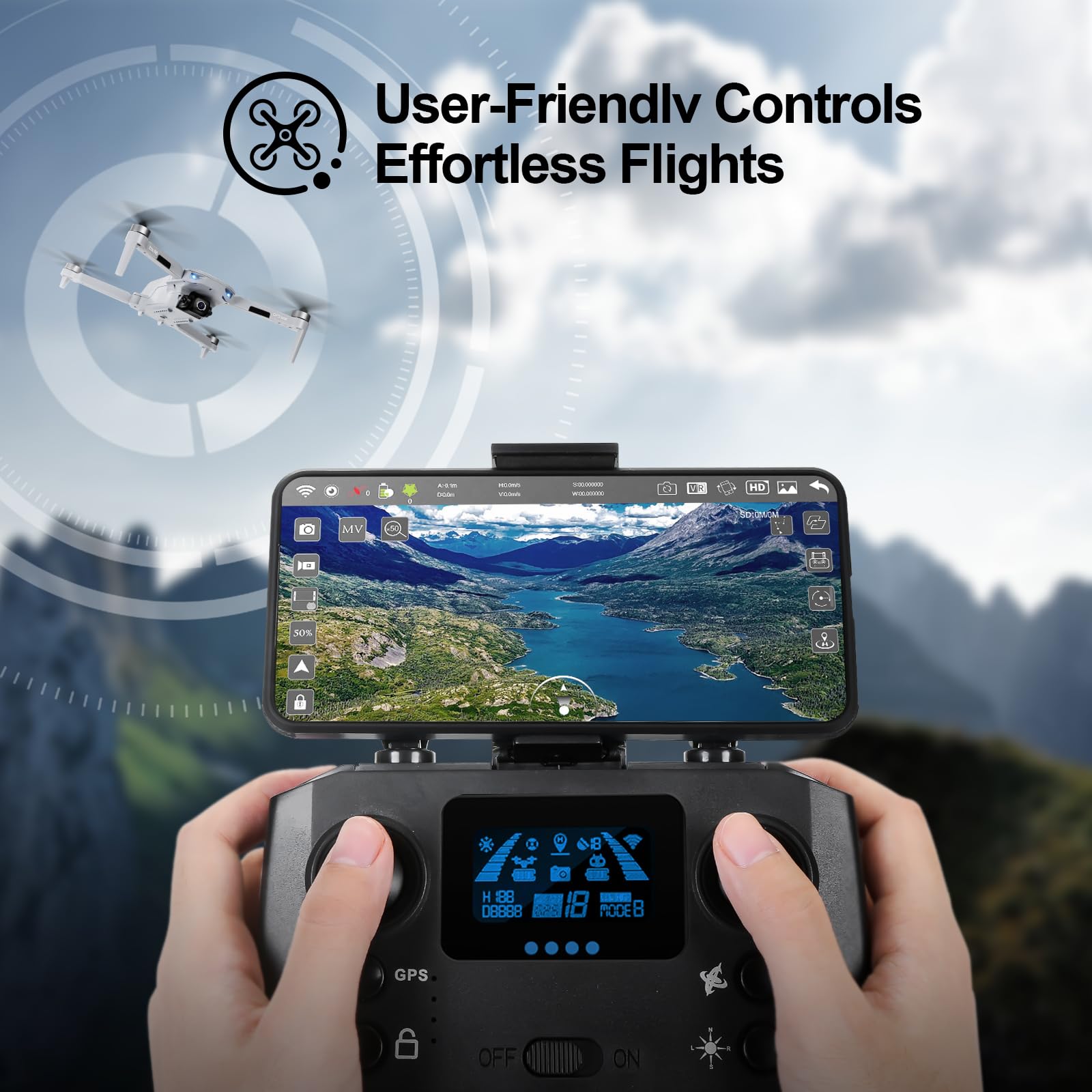 NMY Drones with Camera for Adults 4k, 5G WIFI FPV Transmission Drone, 40mins Flight Time on 2 Batteries, Brushless Motor, Mobile Phone Control, Multiple Flight Modes, Suitable for Beginners