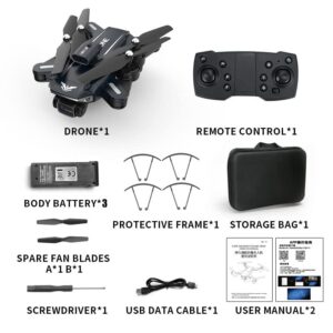 AIROKA H109 RC Drone with 4K HD Camera, Three-sided Obstacle Avoidance Remote Control Quadcopter Optical Flow Fixed High Aerobatic Rollover Fold Toys,One Key Start Speed Adjustment,360° circle fly at