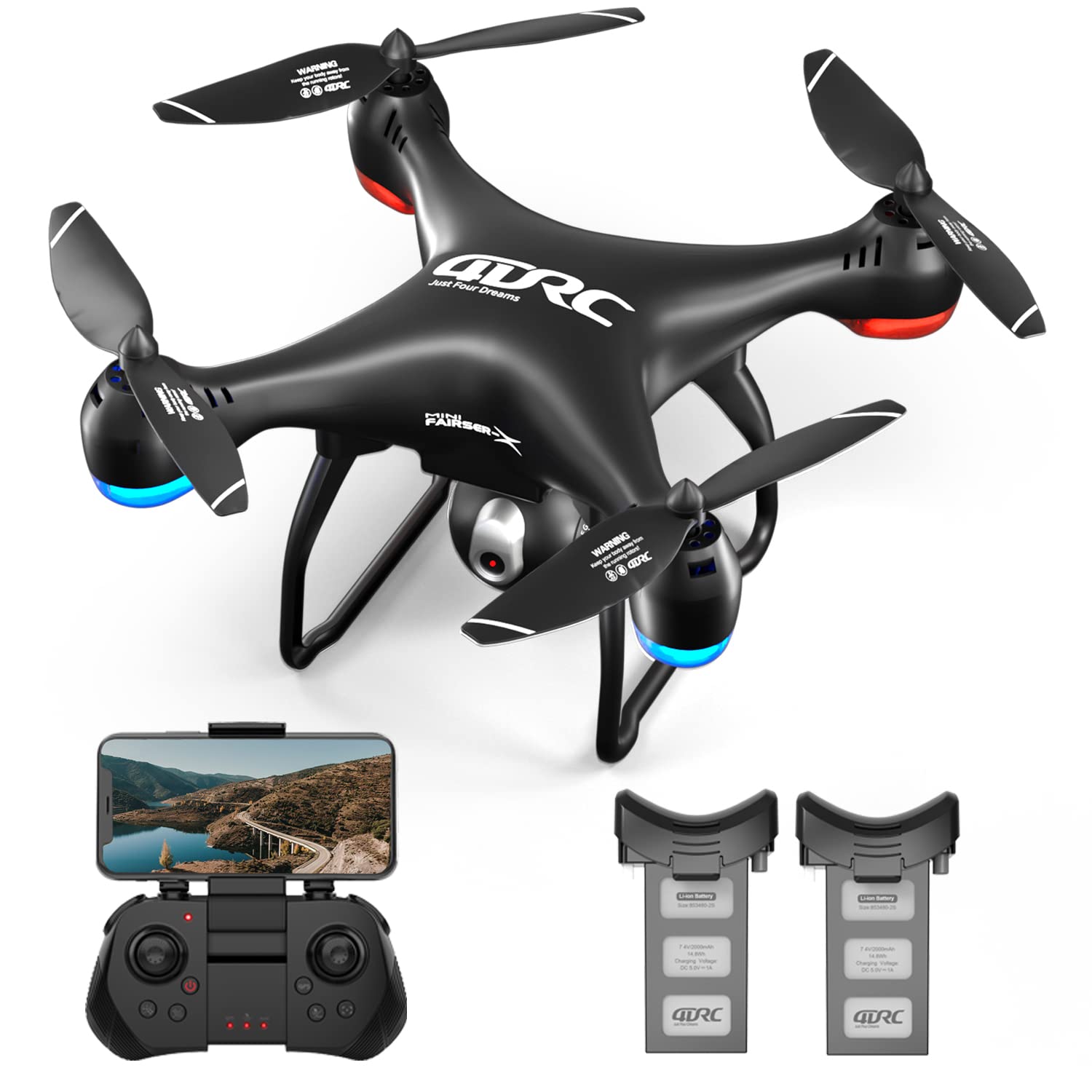 4DRC F1 GPS 4K Drone with Camera for Adults, FPV 5G WiFi FPV RC Quadcopter Beginners,with Auto Return Home, Altitude Hold and GPS Follow Me, Waypoint Fly,2 Batteries, 30 Mins Long Flight,Black