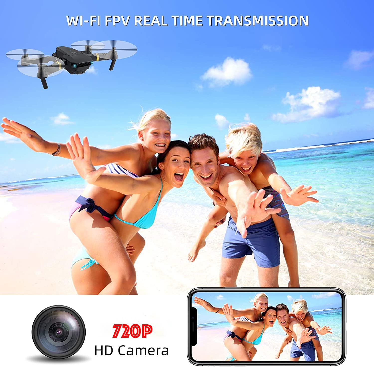 Falcon X 4K Drone with Camera for Adults Upgraded Edition Wide-Angle HD WiFi FPV Live Video - QuadAir Skyline X Foldable, Beginners, Gesture Photo, Altitude Hold, Includes Case and 2 Batteries