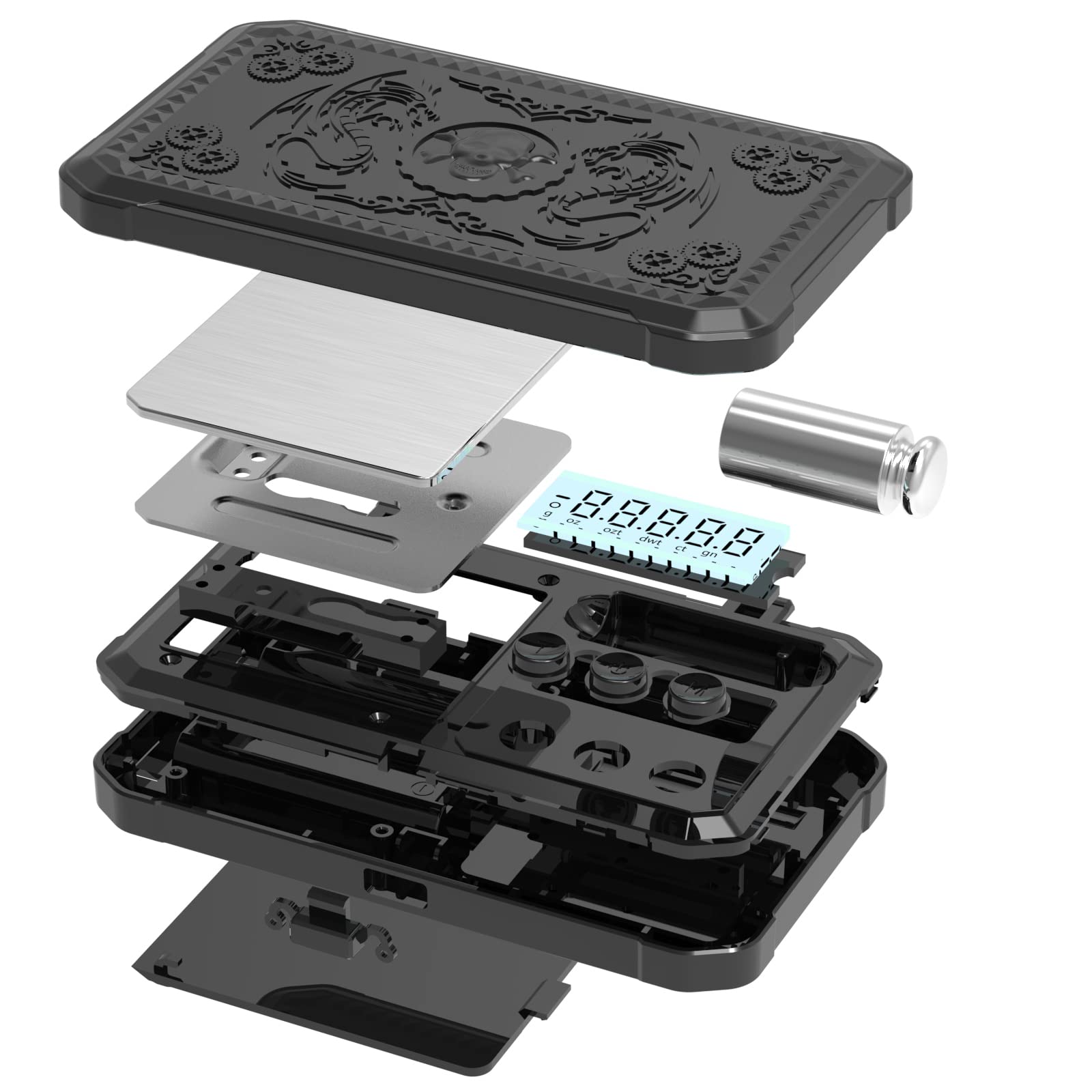 WEIGHTMAN Gram Scale, 200/0.01g Black Scale, Scales Digital Weight Grams with 50G Calibration Weight, Digital Pocket Scale Gram and OZ, Small Digital Scale 6 Units, Large LCD Screen, Battery Included