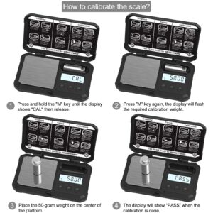 WEIGHTMAN Gram Scale, 200/0.01g Black Scale, Scales Digital Weight Grams with 50G Calibration Weight, Digital Pocket Scale Gram and OZ, Small Digital Scale 6 Units, Large LCD Screen, Battery Included