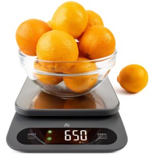 greater goods high capacity kitchen scale - a premium food scale, weighs in grams & ounces w/a 22 pound capacity, hi-def lcd screen and stainless steel platform