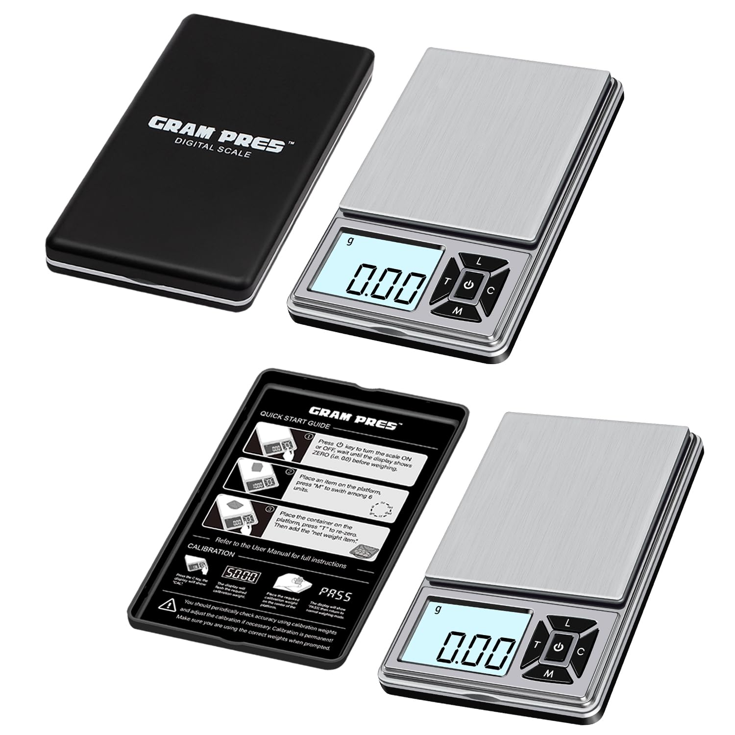 GRAM PRES Digital Pocket Gram Scale 300g x 0.01g Accuracy， Micro Mini High Precision Scale Digital Weight Grams and Oz for Jewelry, Diamond，Arrows, Powders, Herbs and Food,with 50g Cal Weights