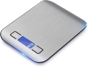 introducing the silsila digital kitchen scale! precisely measure weight in grams, ounces, and pounds. with a max capacity of 22lb and graduation of 1g/0.05oz, it's perfect for cooking.