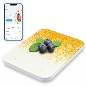 lifehood digital food scale with tare function - bluetooth kitchen scale measures (g/fl.oz./lb:oz/ml), waterproof baking scale with led display - golden moment