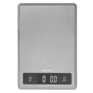 escali t115s ultra thin kitchen, office, herb scale, tare functionality, lcd digital display, 11lb capacity, silver