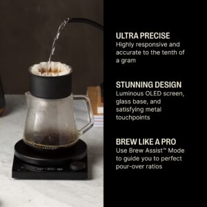 Fellow Tally Pro Studio Digital Coffee Scale - Precision Scale with Glass Top - Digital Kitchen Scale for Coffee & Small Goods up to 5 lbs - Measures in g, oz, lbs, & mm - Matte Black