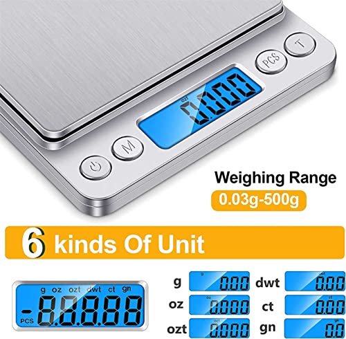 Food Scale Kitchen Scale with Trays, Small Scale with Tare Function Digital Scale Grams and Ounces for Cooking Baking (2kg/0.1g)