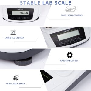 LACHOI Lab Scale 2000g×0.01g Precision Scale 0.01g Accuracy Laboratory Analytical Balance Digital Scale Jewelry Gram Pharmacy Scale,LCD Display(No Test Weight)