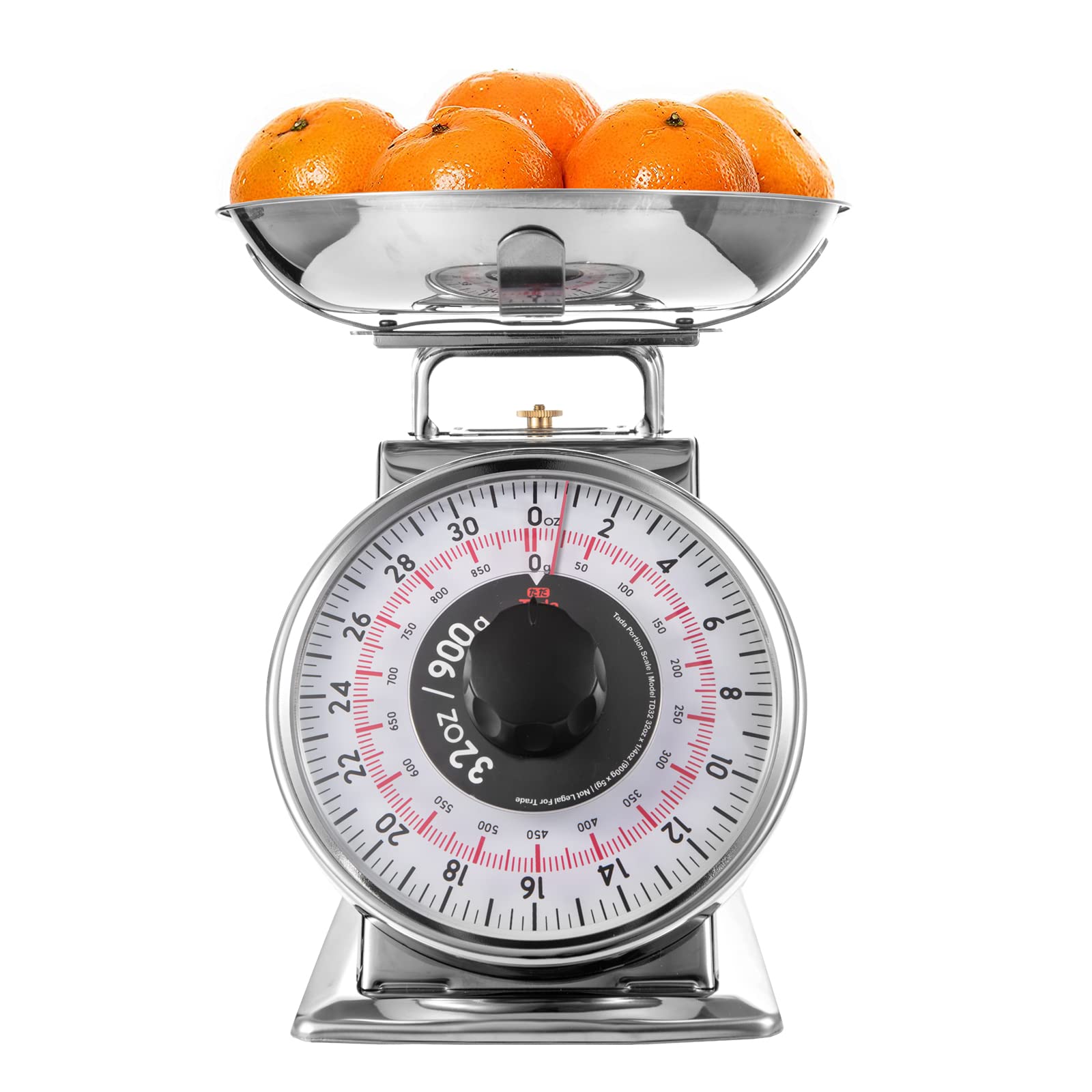 Tada 2 Pound Precise Portions Analog Food Scale 32 Ounces Stainless Steel Mechanical Kitchen Scale Removable Bowl, Tare Function, Retro Style, Kitchen Friendly