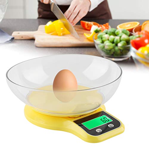 Food Scale with Bowl B21LW,Digital Food Scale with LCD Display Food Scale Kitchen Food Scale Digital Cooking Multifunction Weight Scale with Bowl (Yellow)