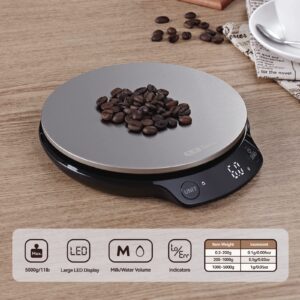 TADA Digital Food Kitchen Scale 11lb/5kg with 0.01oz/0.1g Precision for Cooking, Baking, Nutrition and Diet Weight Ounces and Grams, Stainless Steel