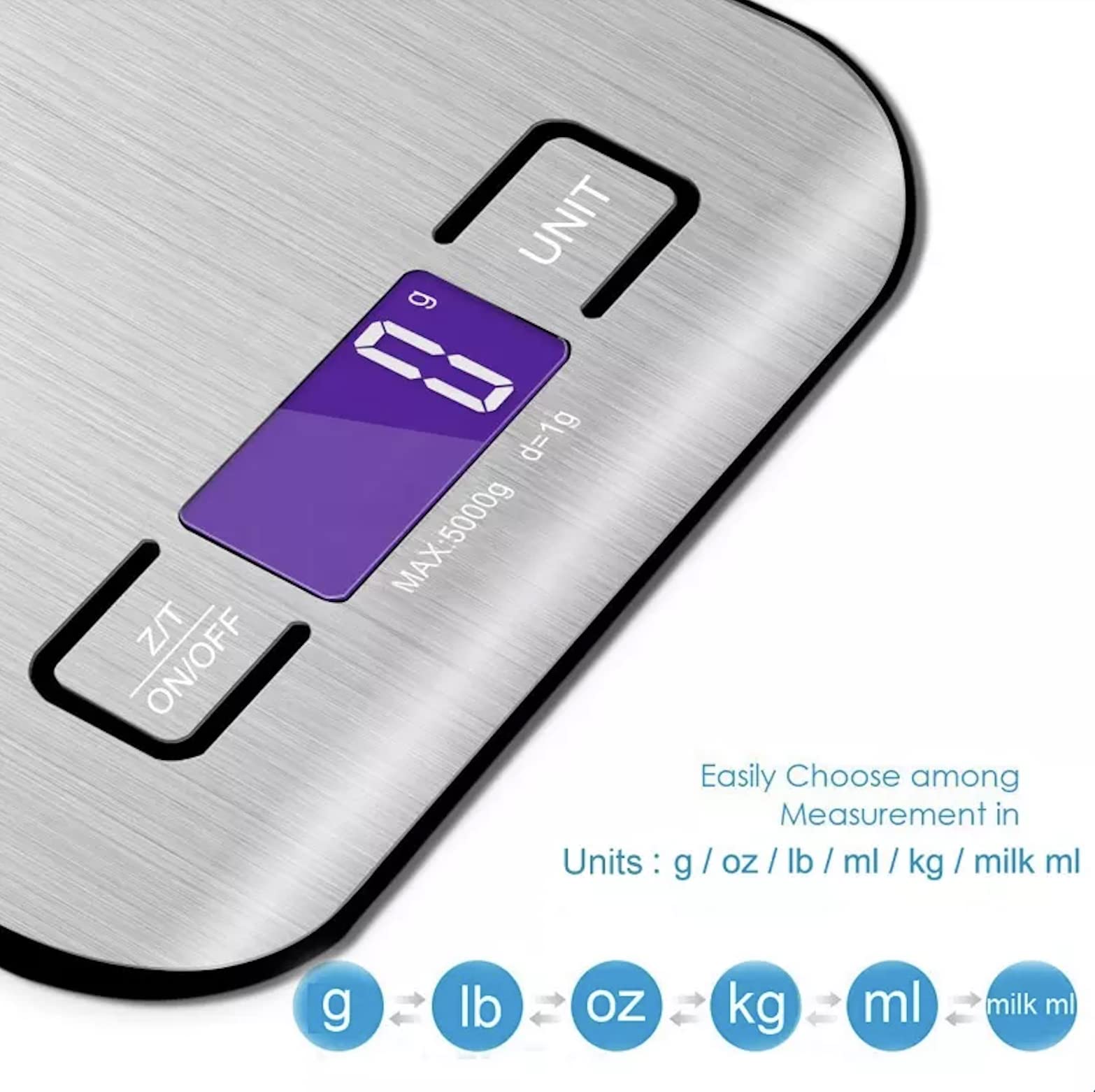 EkoRoc Digital Kitchen Scale, Premium Stainless Steel Food Scales Weight Grams and Oz for Baking and Cooking,11lb/5kg with 0.1oz/1g Precision