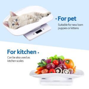 Pet Digital Scale Kitchen Weight Scale, Puppies and Kitten Scale Measures Small Animals with 22 lb/10 kg, Multi-Function Portable Electronic Scale Digital Weight