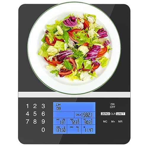 Food Scale with Nutritional Calculator Up to 999 Food & Digital Calorie Food Scale Weight Grams and Oz Smart Calorie Counter Scale for Kitchen, Diet & Weight Loss