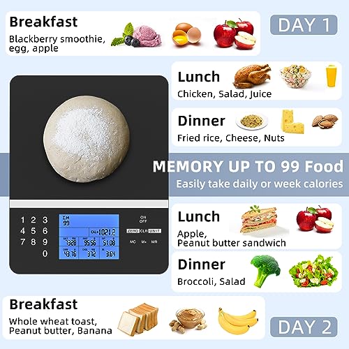 Food Scale with Nutritional Calculator Up to 999 Food & Digital Calorie Food Scale Weight Grams and Oz Smart Calorie Counter Scale for Kitchen, Diet & Weight Loss