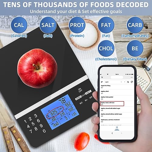 Food Scale with Nutritional Calculator Up to 999 Food & Digital Calorie Food Scale Weight Grams and Oz Smart Calorie Counter Scale for Kitchen, Diet & Weight Loss