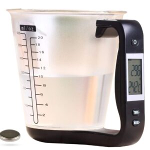 Kitchen Scale Digital Measuring Cup 1kg/600ml Food Scale Weight Scale Scales Weighing Water Milk Flour Sugar Oil Coffee Liquid Baking Cooking Plastic Measuring Cups Grams and Ounces (Black)