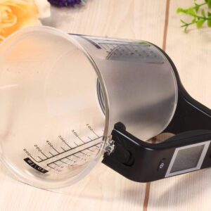 Kitchen Scale Digital Measuring Cup 1kg/600ml Food Scale Weight Scale Scales Weighing Water Milk Flour Sugar Oil Coffee Liquid Baking Cooking Plastic Measuring Cups Grams and Ounces (Black)