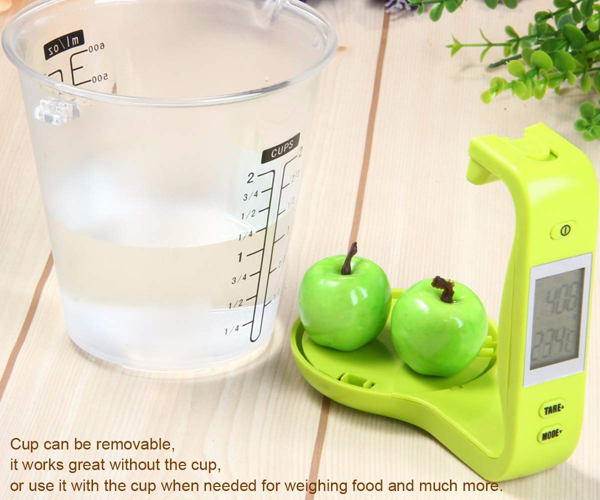 Kitchen Scale Digital Measuring Cup 1kg/600ml Food Scale Weight Scale Scales Weighing Water Milk Flour Sugar Oil Coffee Liquid Baking Cooking Plastic Measuring Cups Grams and Ounces (Black)