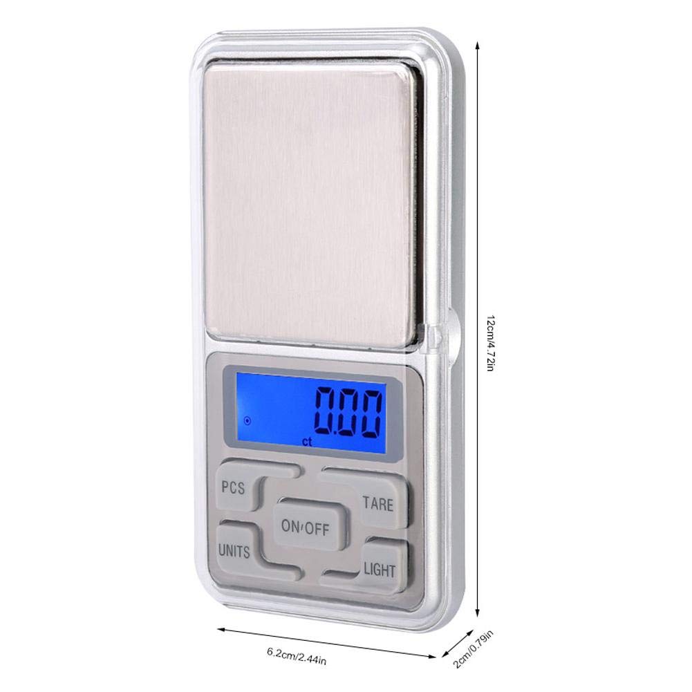 500g 0.1g Portable Mini Pocket Scale Digital Electronic Food Scale with Backlight High Accuracy Kitchen Scales Food Weighing Scale with Timer