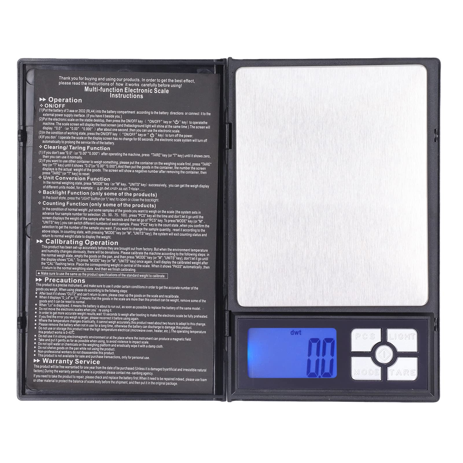 Digital Pocket Gram Scales 2000g / 0.1g Micro Mini High Precision Food Herb Scale Jewelry Scale Weigh Gram Scale Gram Portable and Oz,Small Food/Jewelry Scale Black (Batteries Included)