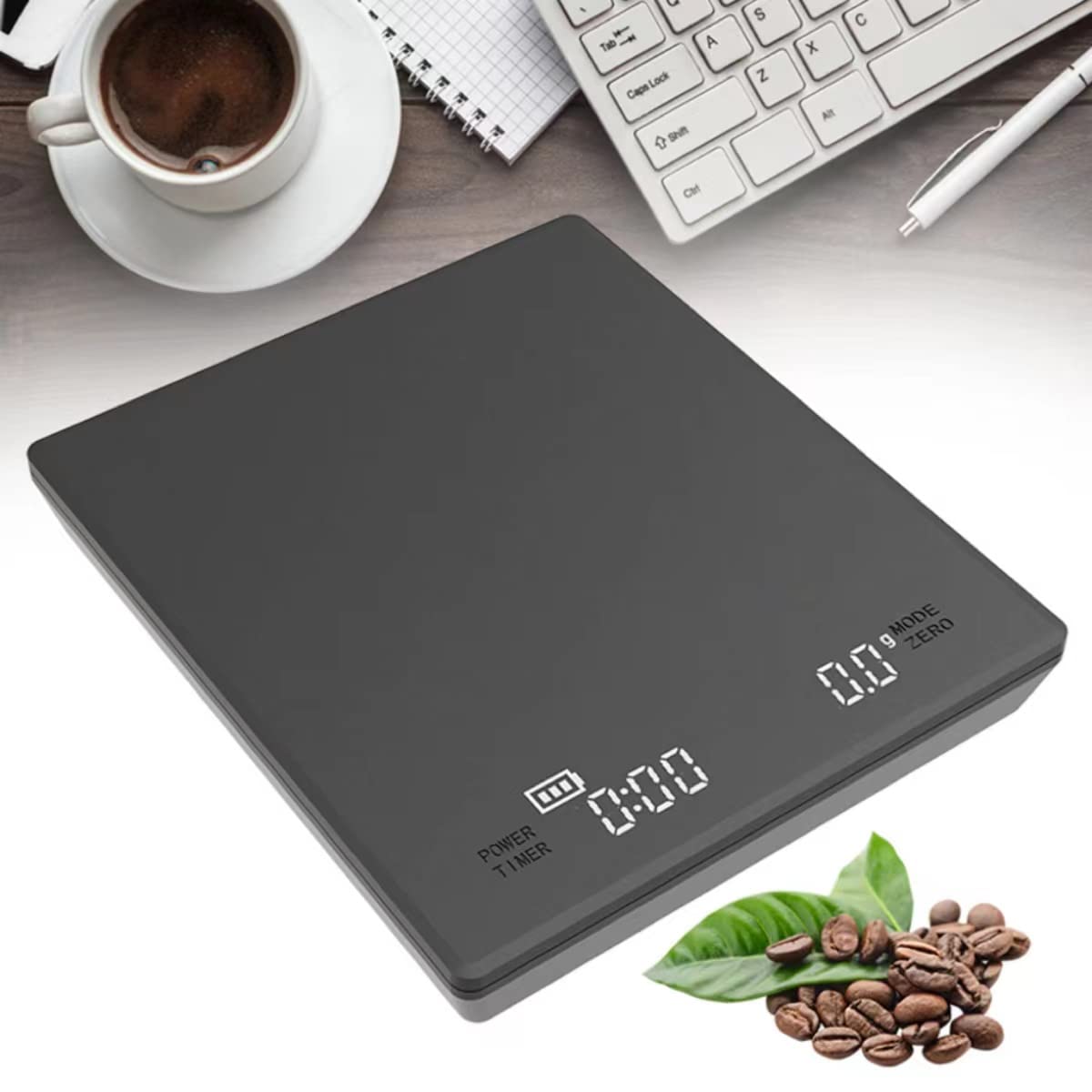 Digital Coffee Scale,Type-C Charging LED Touch Screen with Timer 3kg/0.3g high Precision, Digital Kitchen Scale Coffee Scale Measuring g/oz/ml Units