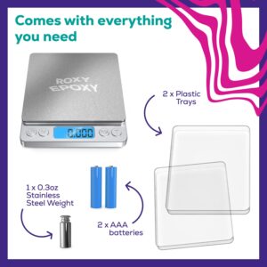 Roxy Epoxy Digital Mini Gram Weighing Scale with Backlit LCD Display - Portable Pocket Sized Electronic Measurement Device for Jewelry, Food Items, Epoxy Resin