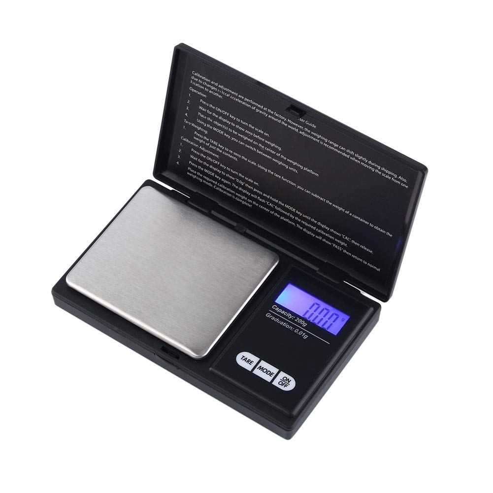 Jewelry Food Digital Pocket Scale,High Accuracy Within 200 g/0.01 gTravel Personal Nutrition Scale,Portable Silver Weed Herb Medicine Gram Weight Scale,Black