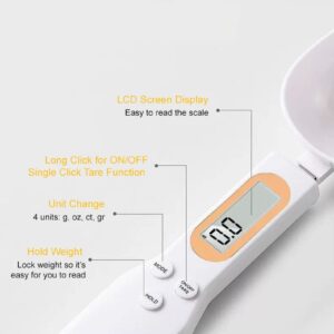 Digital Spoon Scale Electronic Measuring Spoon for Food, Spice High Precision with LCD Display Weights up to 500g (USB Charging)