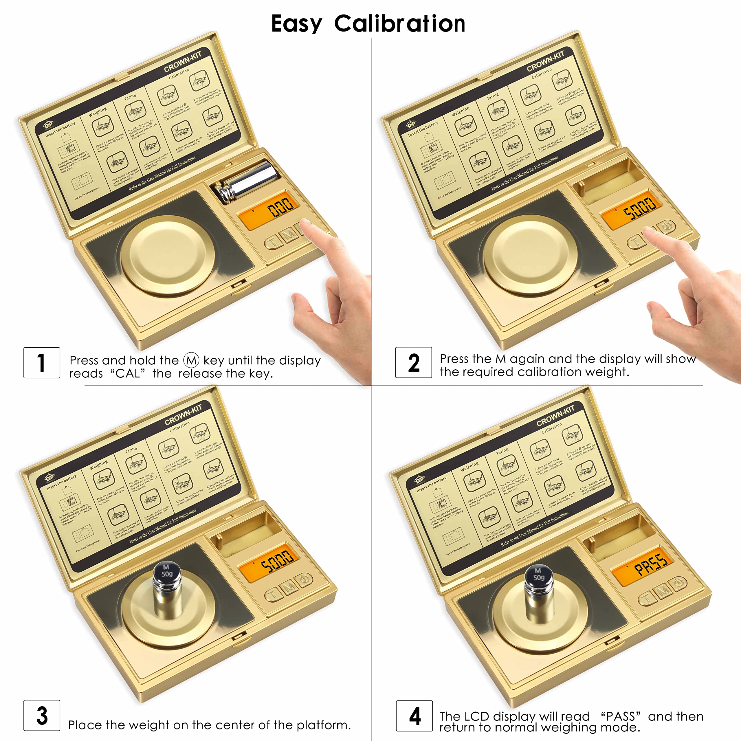 QP Digital Reloading Scale, 𝟲 𝗶𝗻 𝟭 Crown-Kit, 0.1gn × 1500 Grain High Precision Scale with LCD Display, Tare, Powder Scale for Reloading